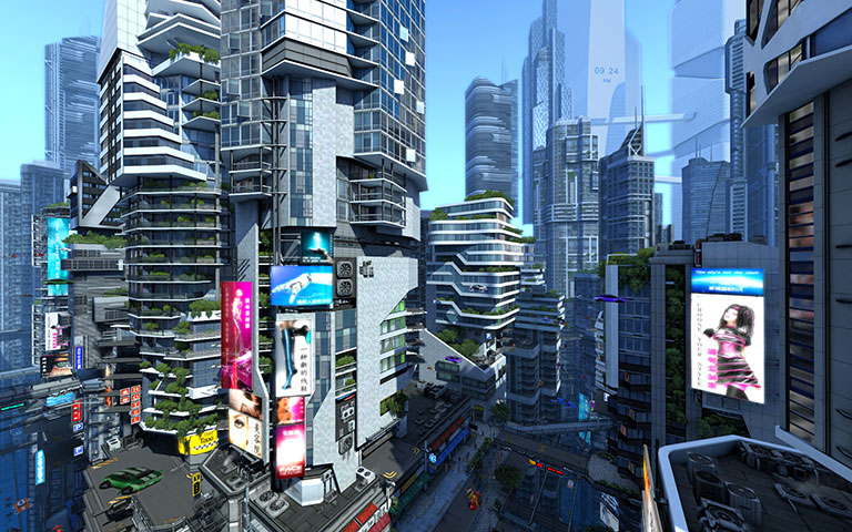 Futuristic city 3d wallpaper screensavers download